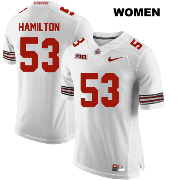 Ohio State Buckeyes Women's Davon Hamilton #53 White Authentic Nike College NCAA Stitched Football Jersey LP19A32OF